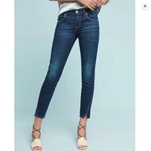 EUC AMO Twist Low Rise Straight Leg Denim Jeans Split Cuff | True Blue | Size 26